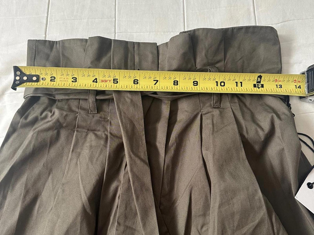 Prose & Poetry “Aiden” Wide-Leg Paper-Bag Pants – S - Olive