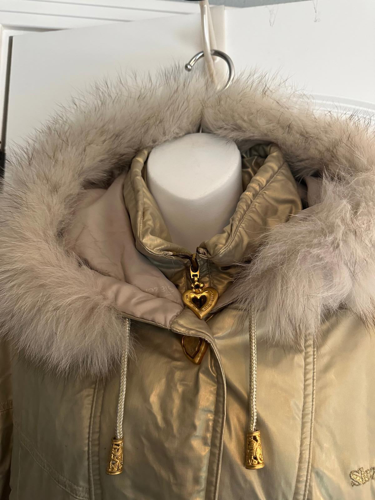 Slazenger Y2K Metallic Puffer Jacket 95 Faux Fur Hood Korea