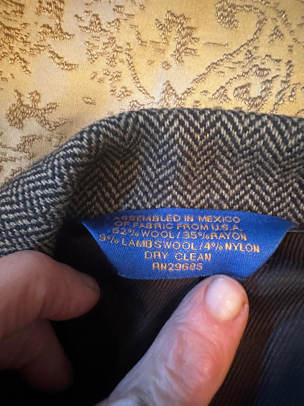 Pendleton Vintage Herringbone Tweed Blazer Leather Elbows