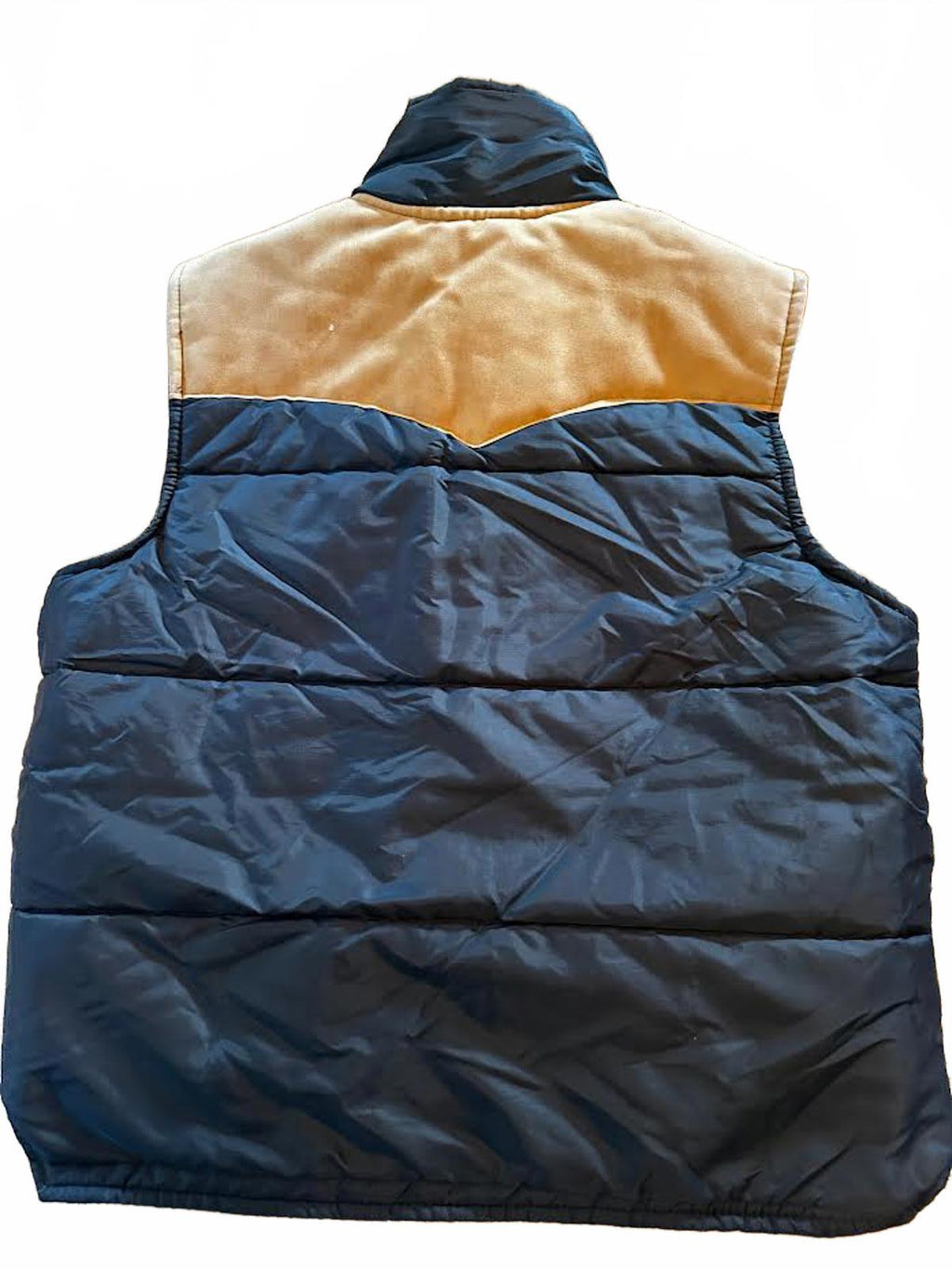 Vintage USA Down Vest Suede Yoke Western Large
