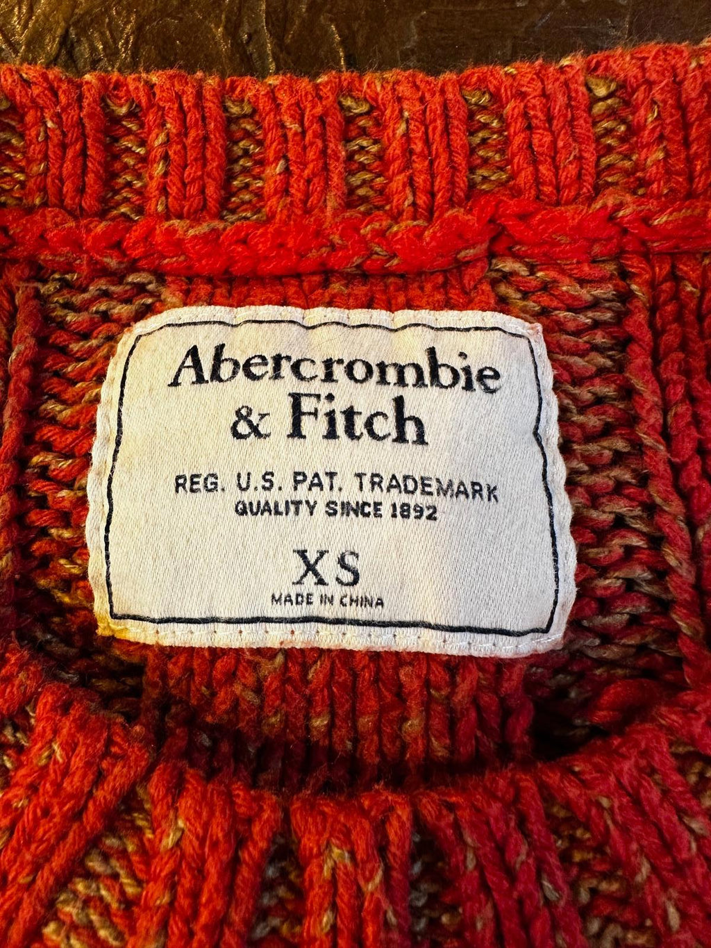 Abercrombie cable knit marled orange sweater XS