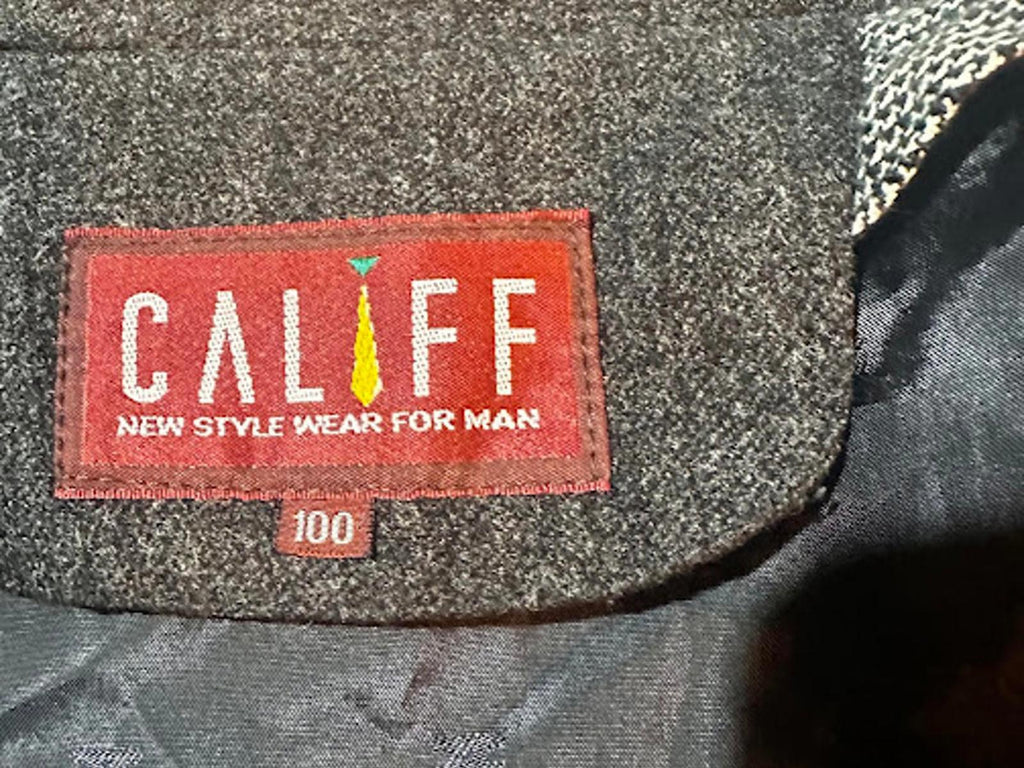 Vintage Califf Gray Black Patterned Knit Bomber Jacket