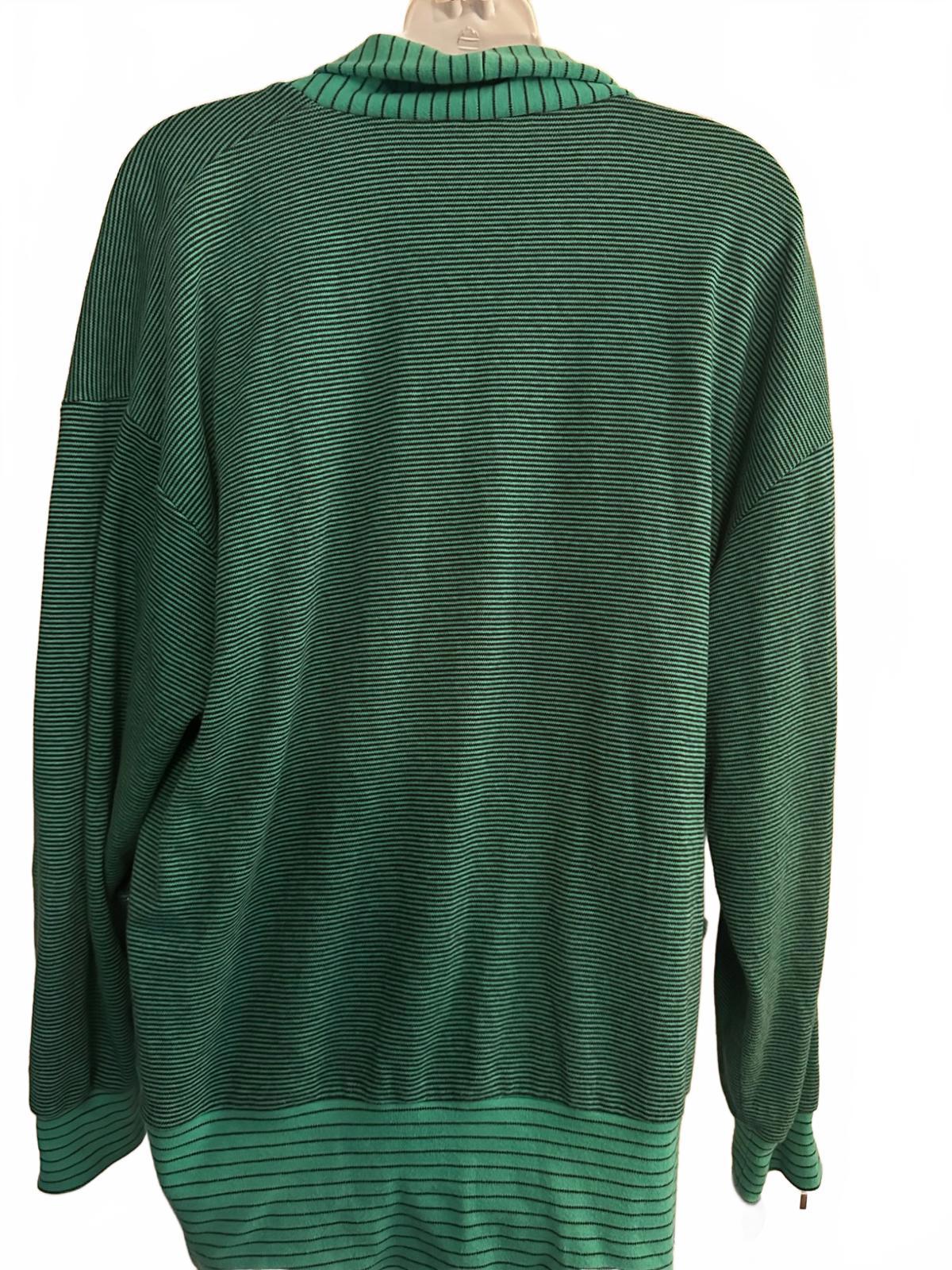 Nordstrom Active Sports Green Striped Cotton Cardigan