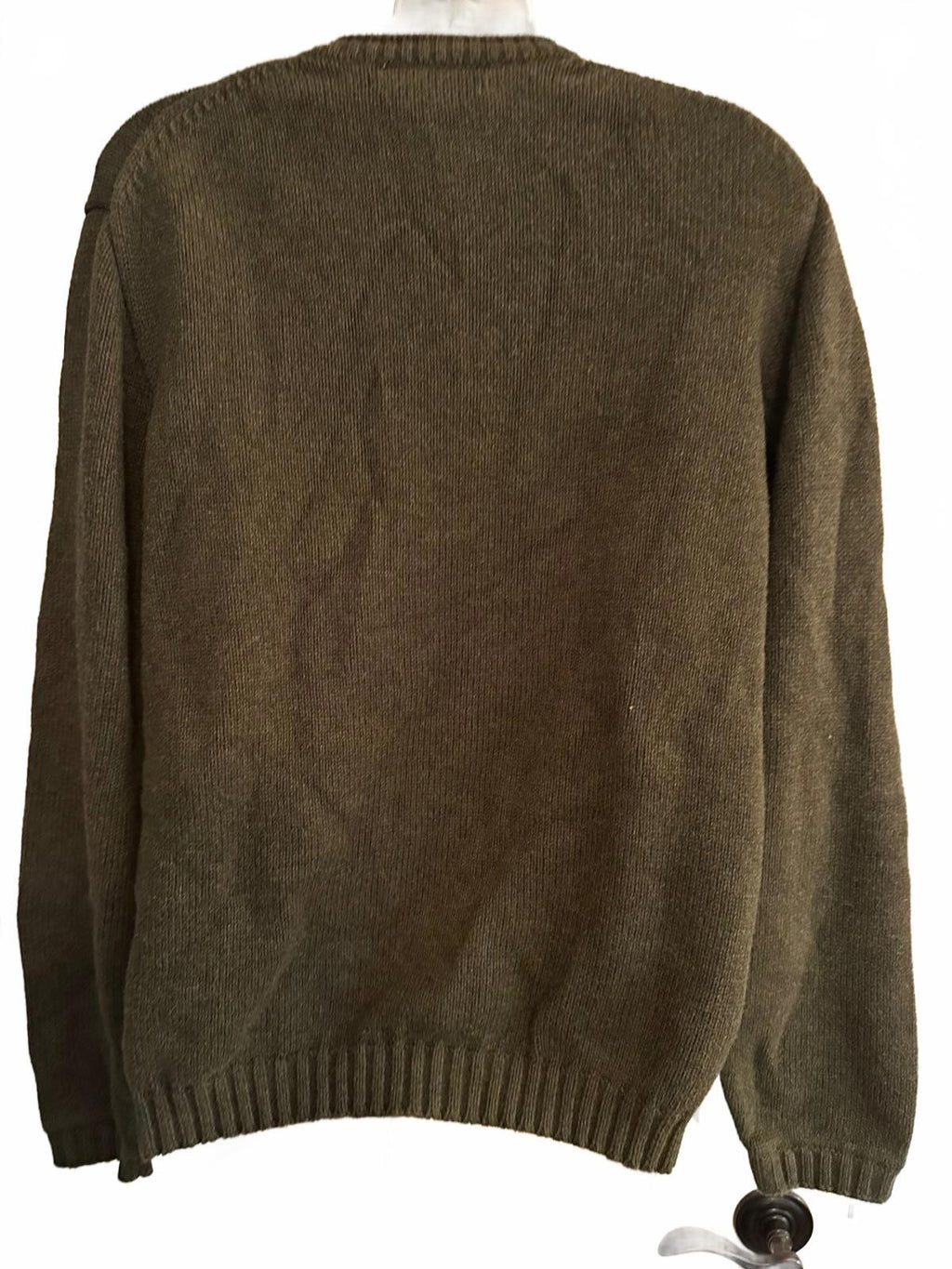 J.Crew Olive Green Cotton V-Neck Sweater Medium