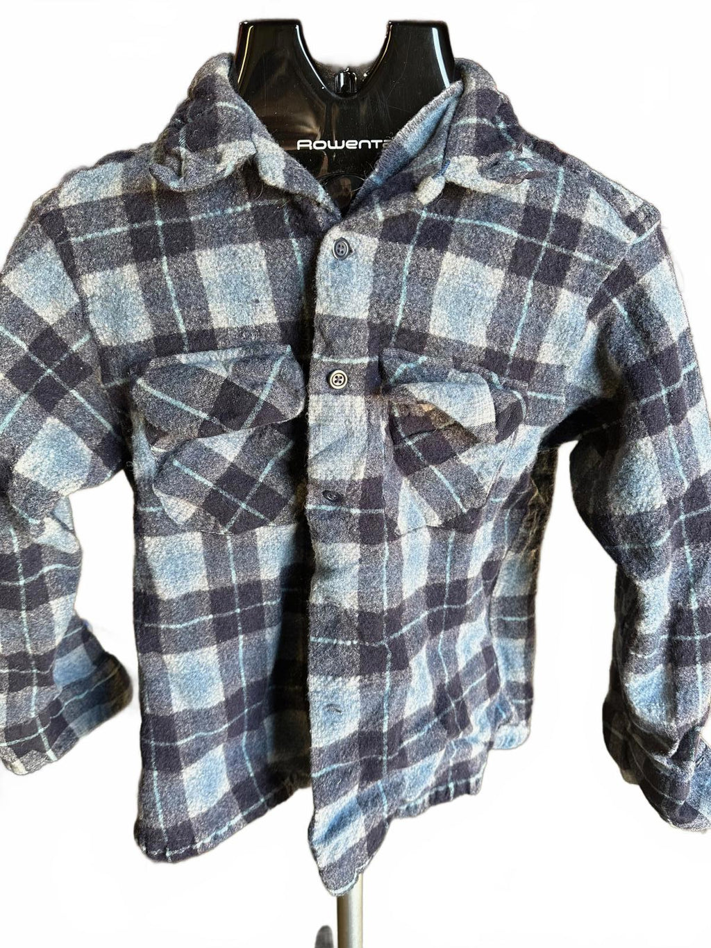 Pendleton Blue Gray Plaid Wool Shirt Jacket L