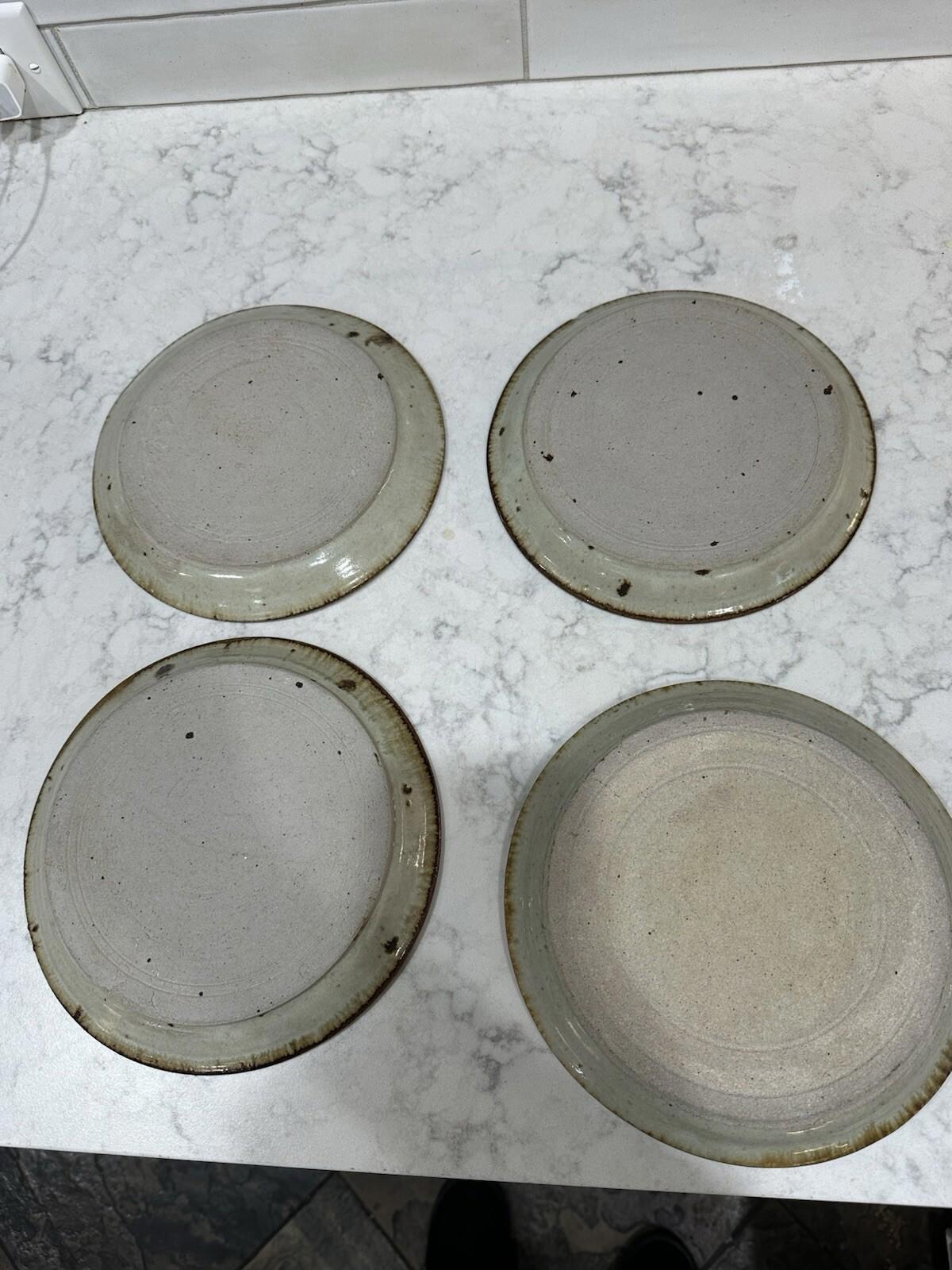 4 Rustic Pottery Dessert Plates