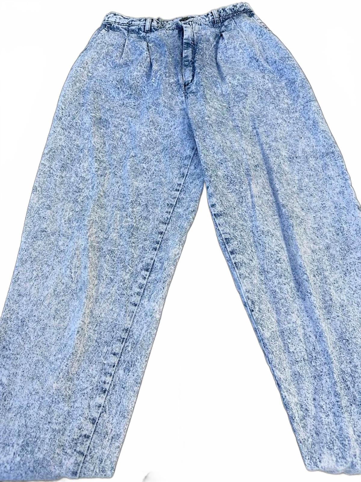 Vintage Acid Wash Pleated Jeans 25x29
