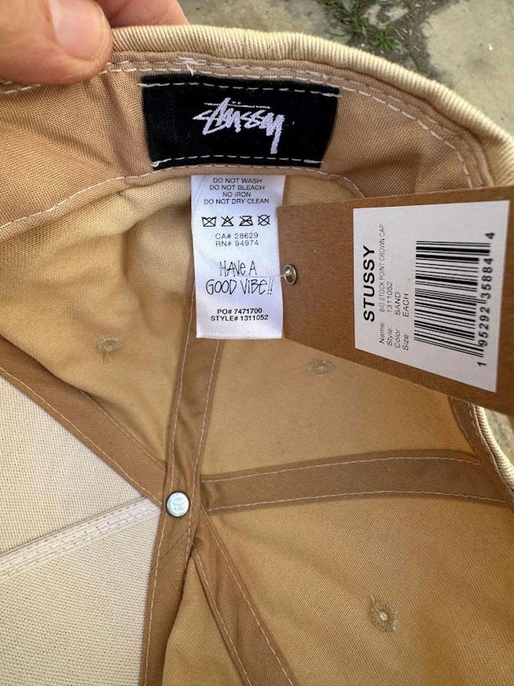 Stussy Stock Crown Snapback Sand NWT