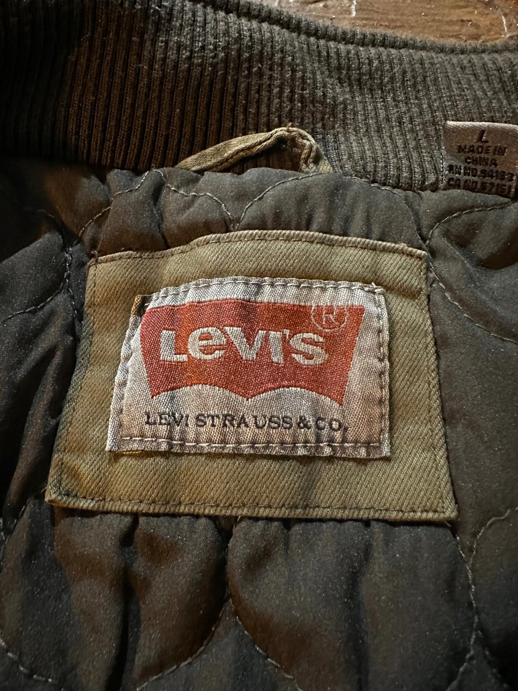 Levi’s Olive Green Quilted Utility Jacket L Men’s mechanic