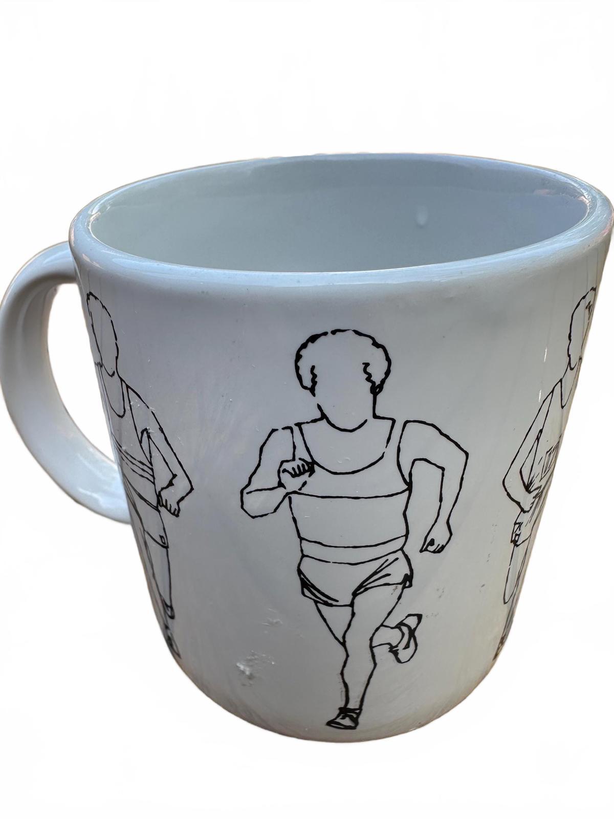 Vtge GHC England Running Mug – 1980s Joggers Illustration – Ceramic Sports Theme