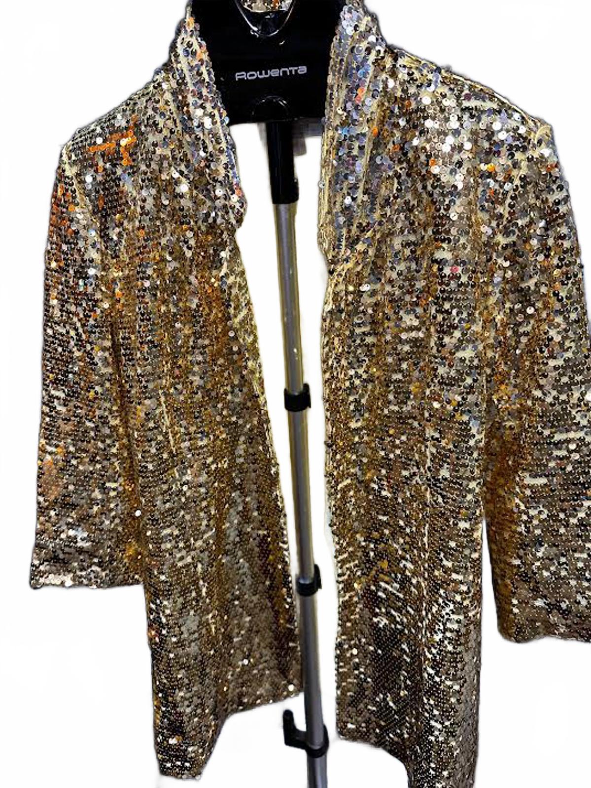 Fabulous Furs Gold Sequin Jacket Coat M Statement