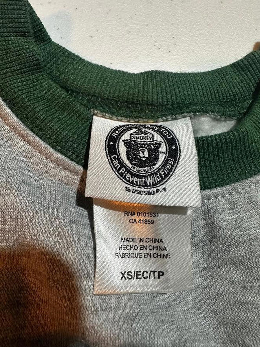 Smokey Bear Cropped Sweatshirt XS Forest Service