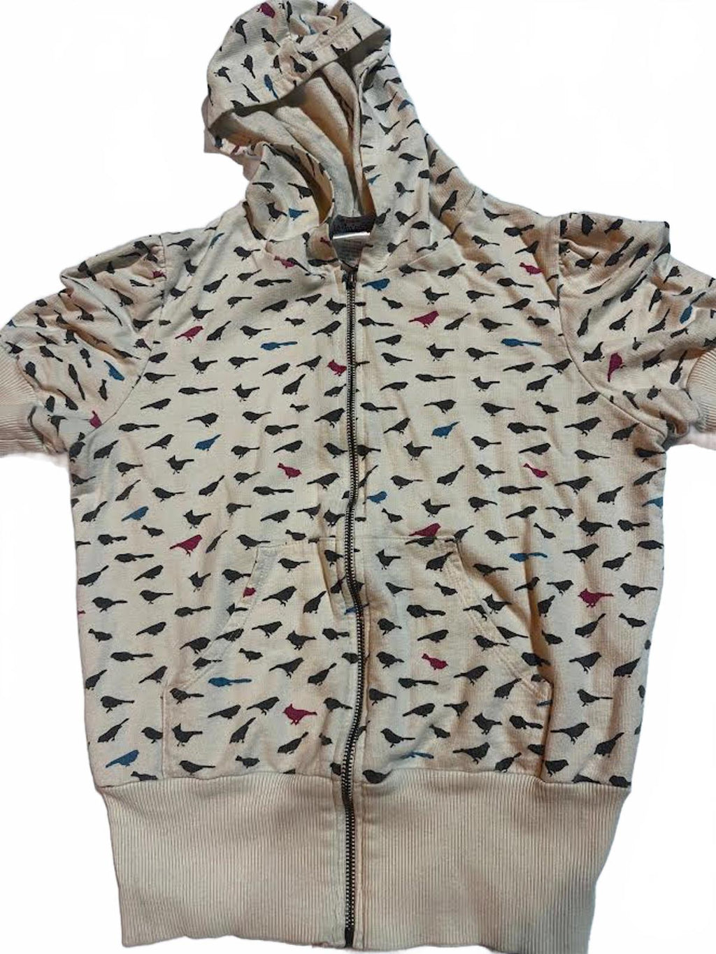 Realitee Bird Print Cropped Zip Hoodie USA Made