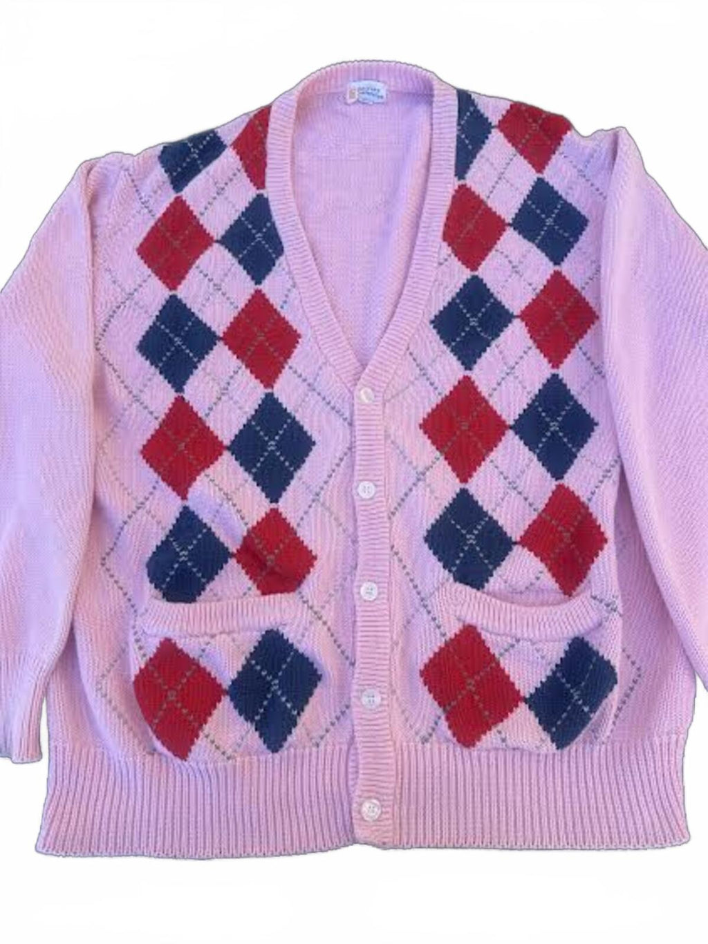Odyssey Collection Pink Argyle Cotton Cardigan XL