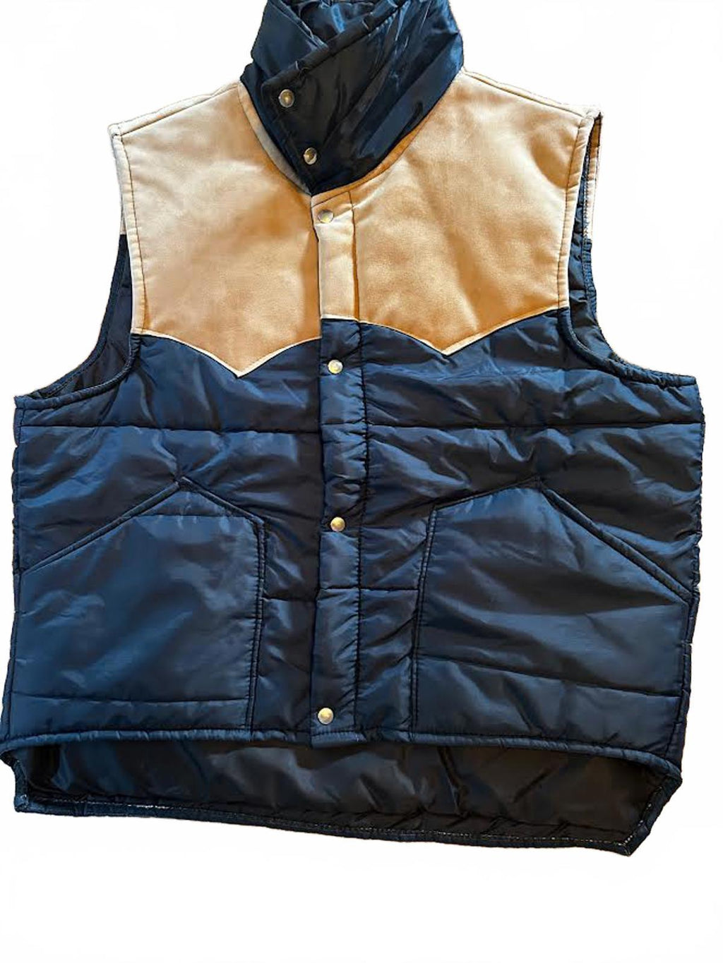 Vintage USA Down Vest Suede Yoke Western Large