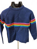 Vintage Meister Navy Rainbow Stripe Wool Sweater