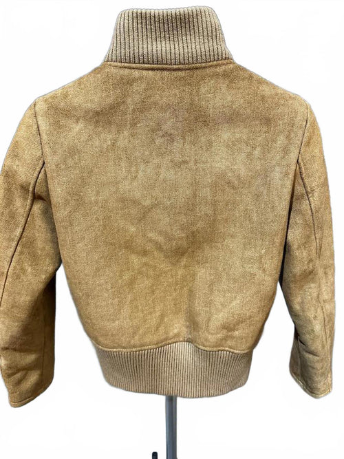 Beige Faux Suede Bomber Jacket X-Small IS.MARU Korea