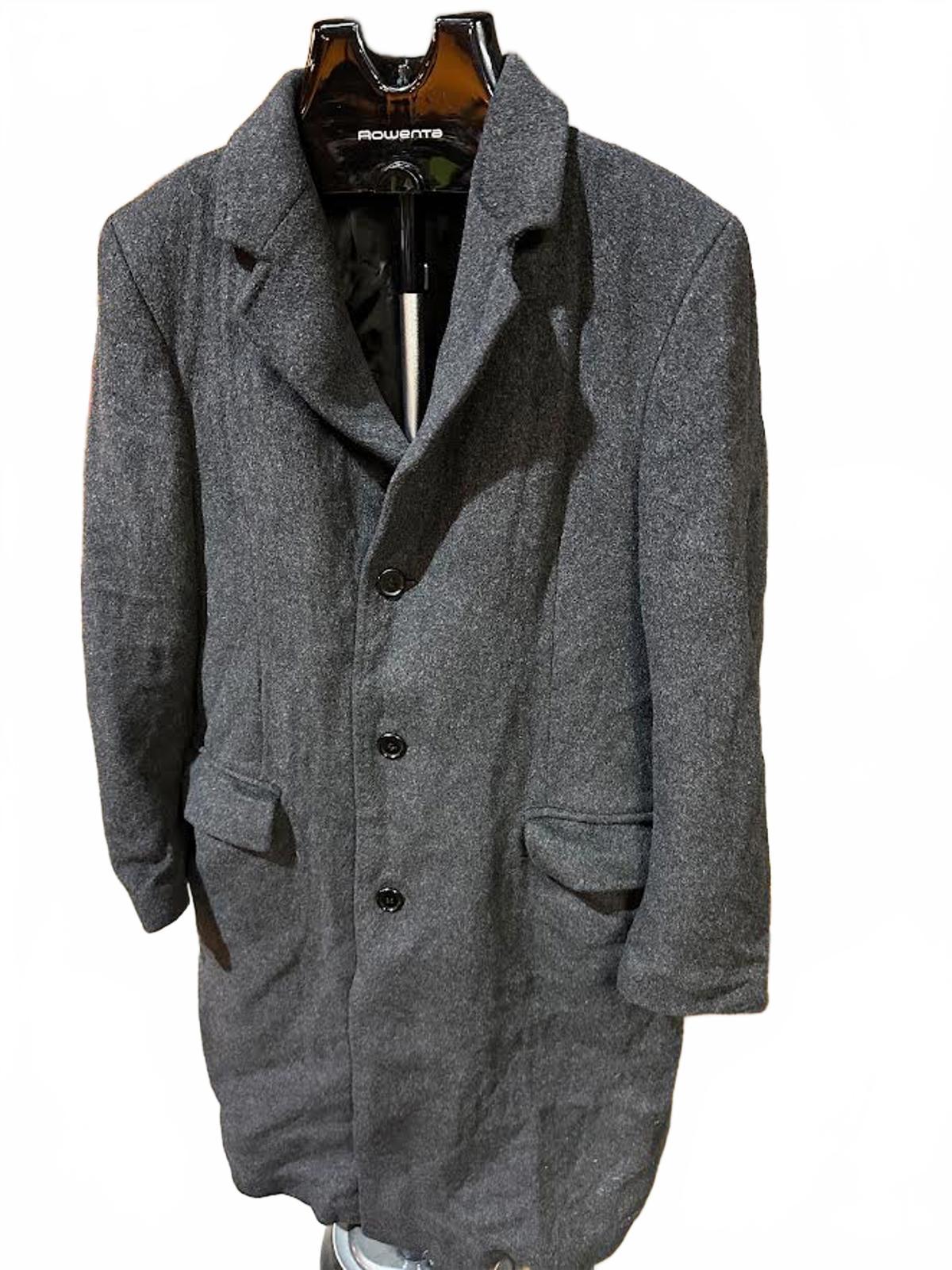 Vintage Mens Grey Wool Overcoat Made in Yugoslavia M-L