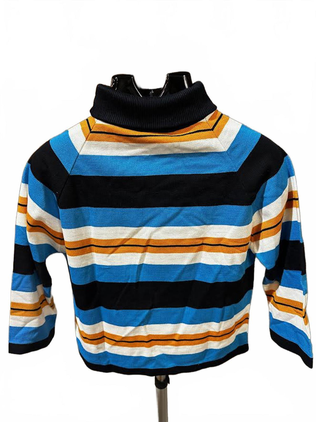Vintage 70s Striped Cotton Turtleneck Crop Top