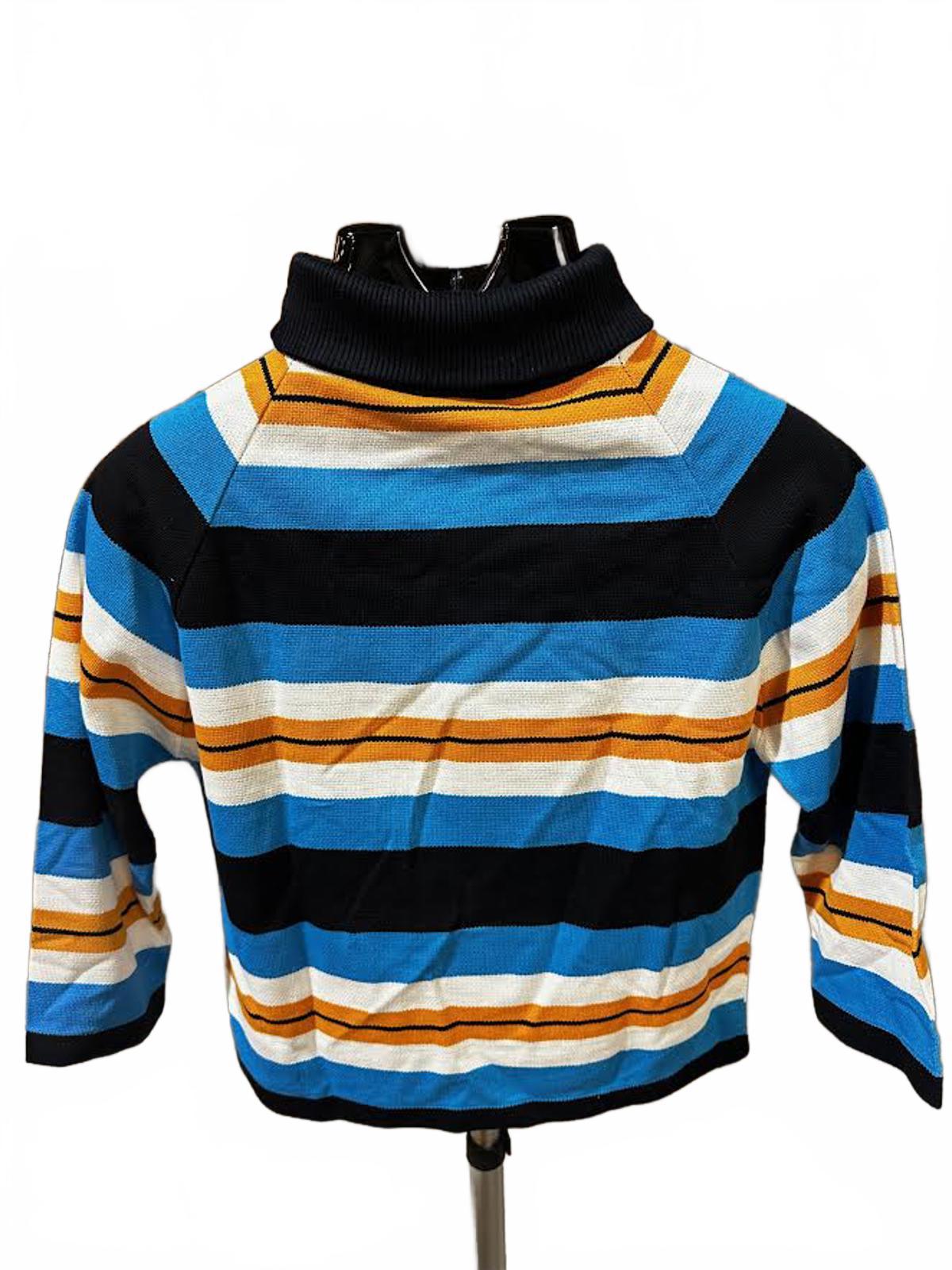 Vintage 70s Striped Cotton Turtleneck Crop Top
