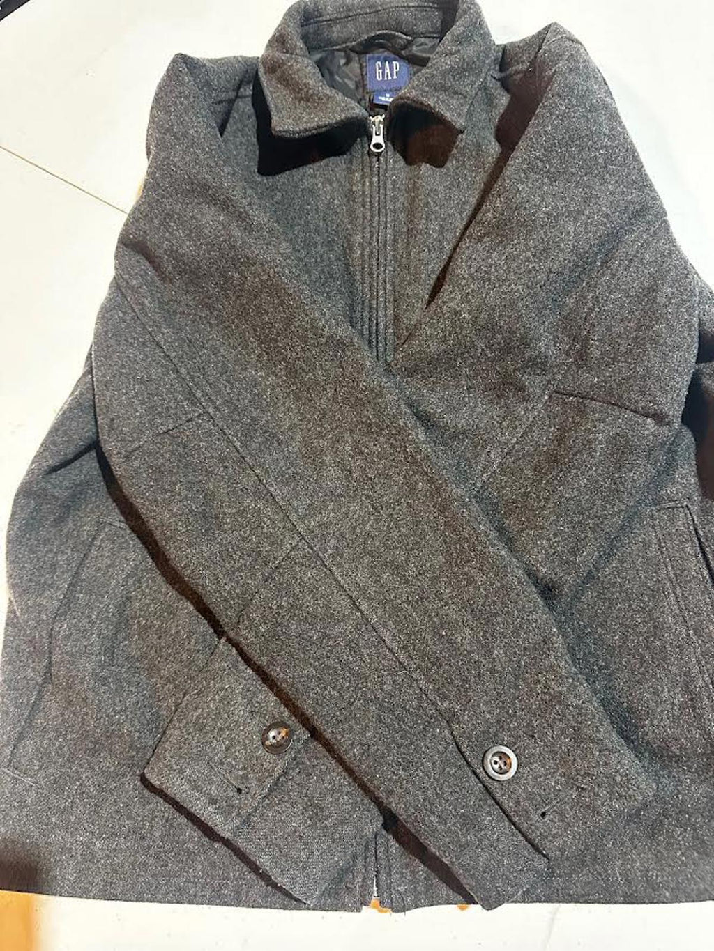 GAP Men’s Grey Wool-Blend Full Zip Jacket – Medium