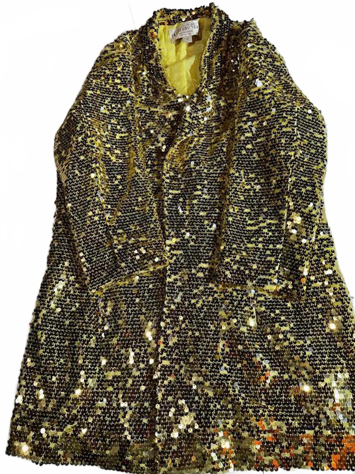 Fabulous Furs Gold Sequin Jacket Coat M Statement