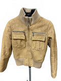 Beige Faux Suede Bomber Jacket X-Small IS.MARU Korea