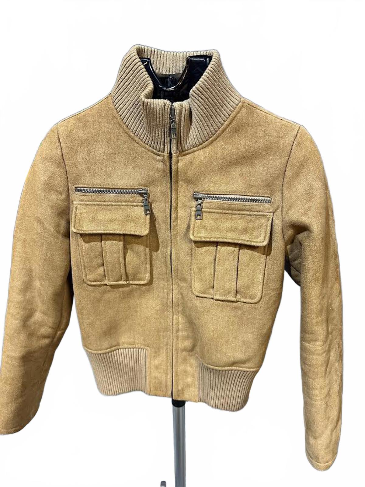 Beige Faux Suede Bomber Jacket X-Small IS.MARU Korea