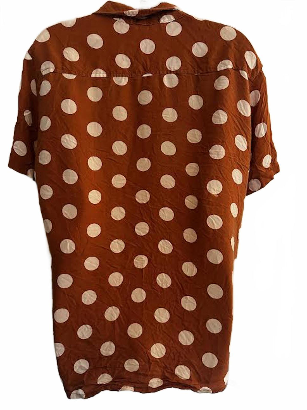 Dirty Dye Brown Polka Dot Button Shirt Short Sleeve