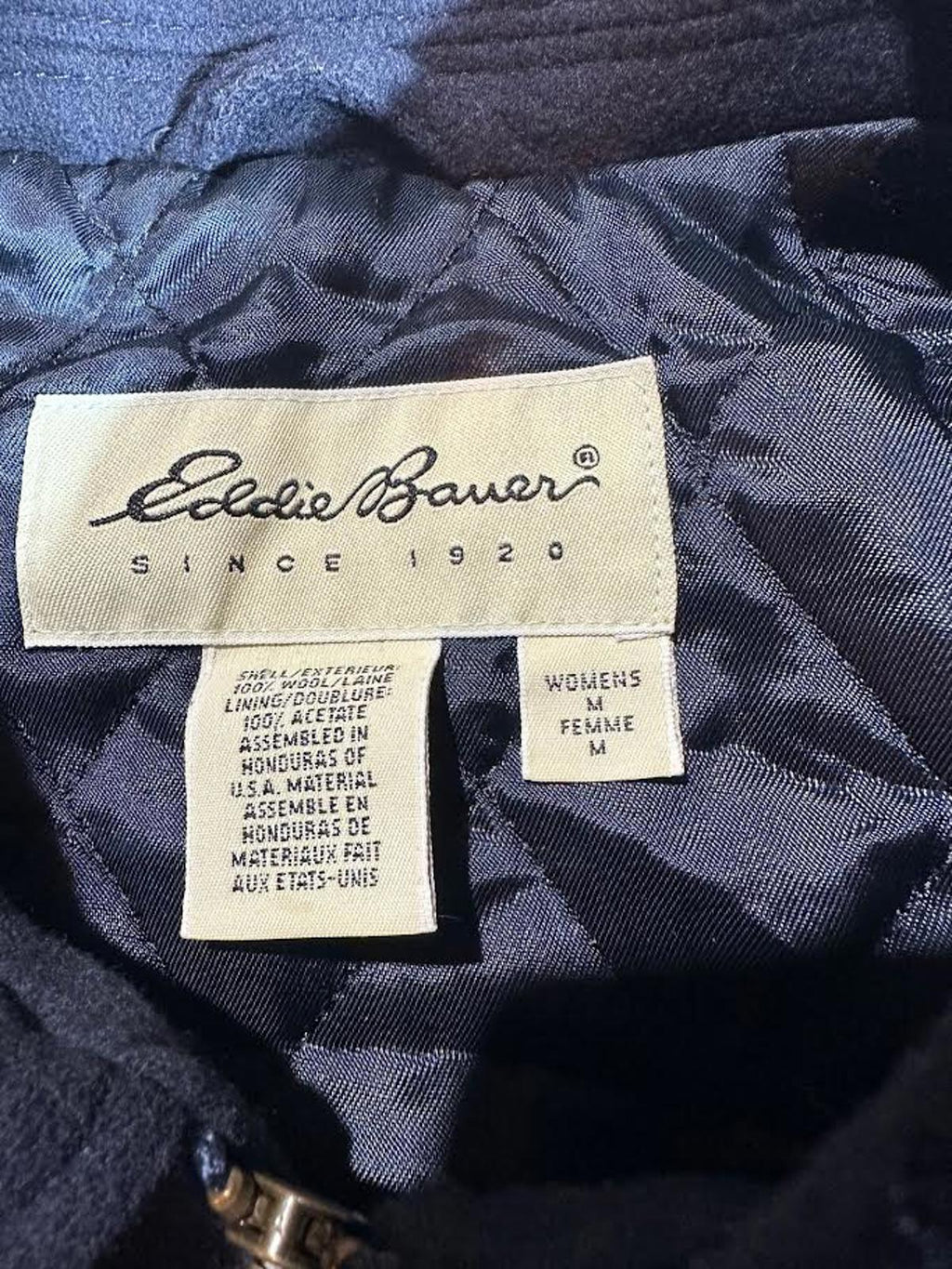 Eddie Bauer Wool Zip Jacket Women’s Navy Lined