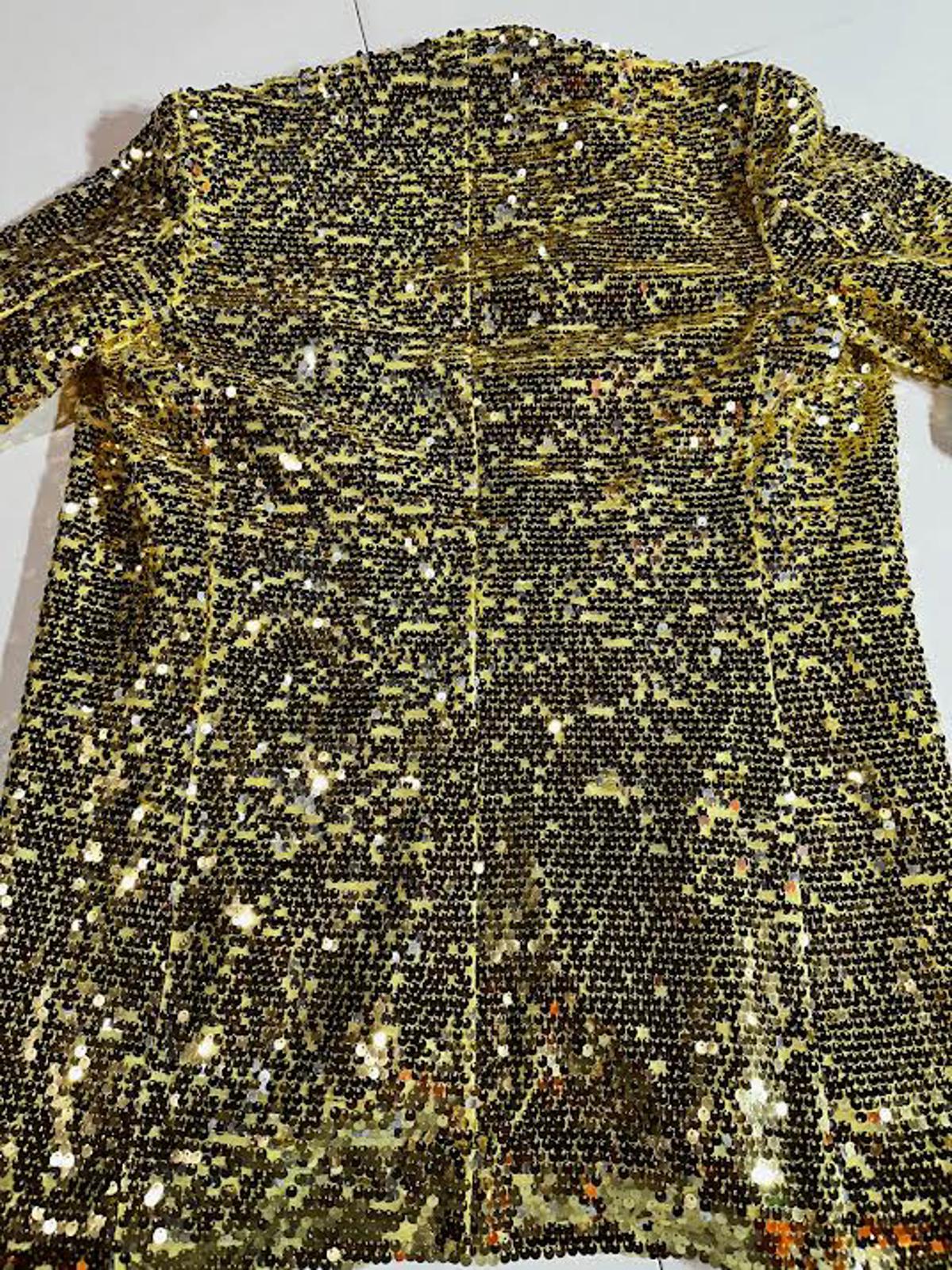 Fabulous Furs Gold Sequin Jacket Coat M Statement