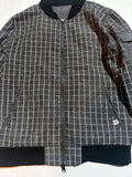 Reversible Windowpane Bomber Jacket Gray Black