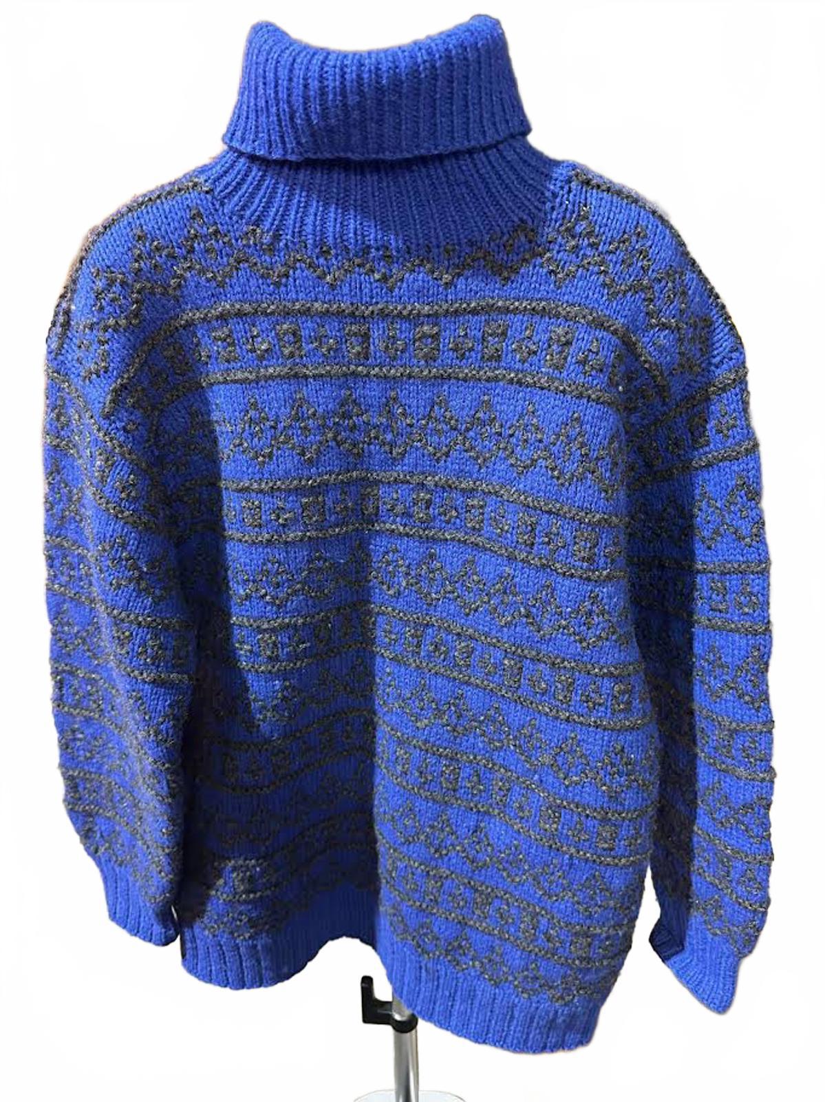 Vintage GAP Hand Knit Wool Turtleneck Sweater L