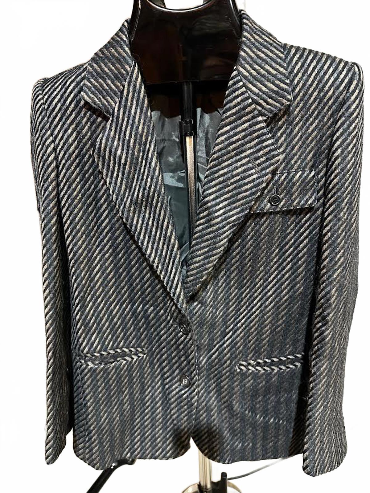 Harvé Benard Wool Chevron Blazer Jacket Made Hong Kong