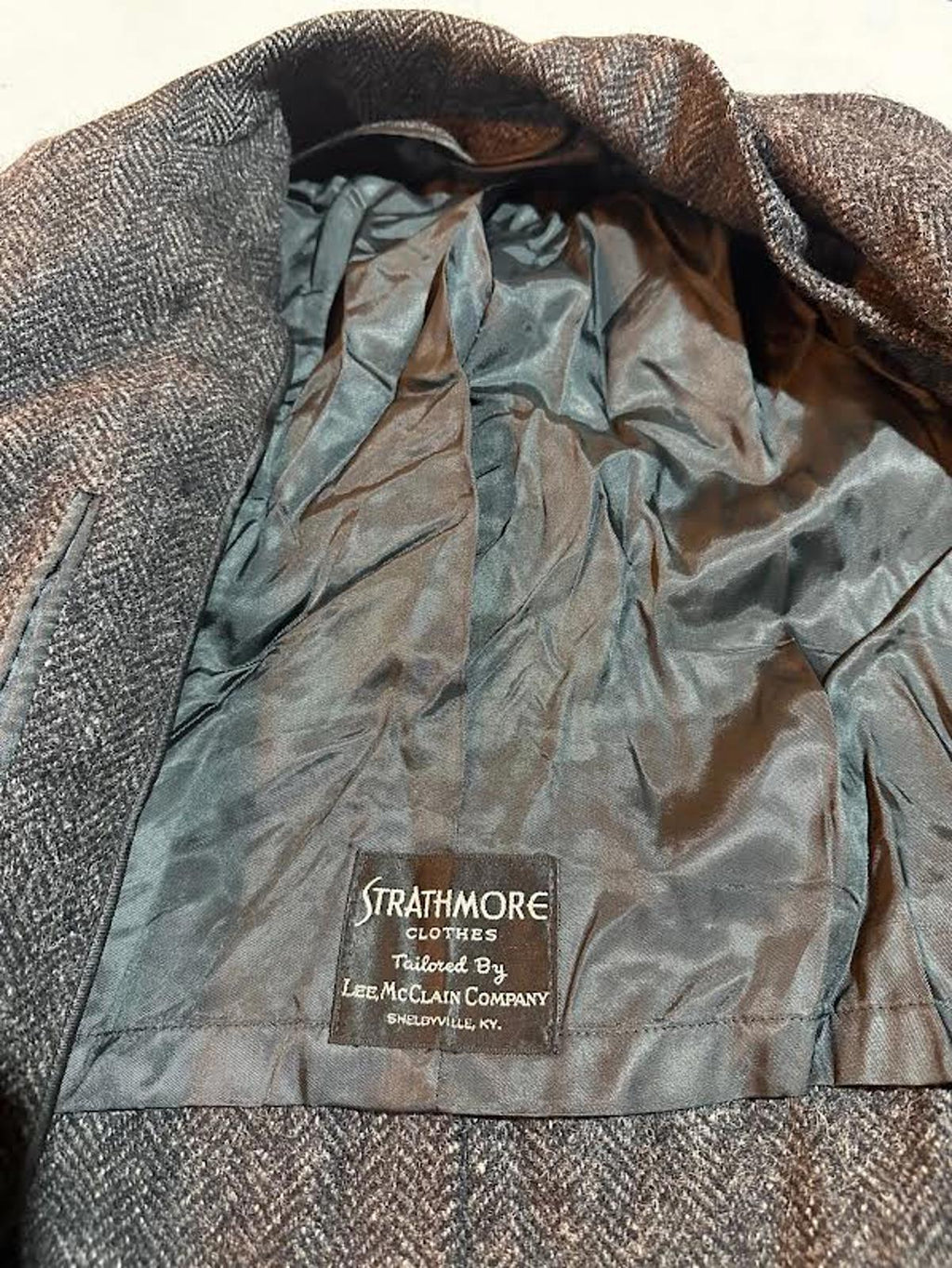 Vintage 1950s Herringbone Wool Overcoat USA