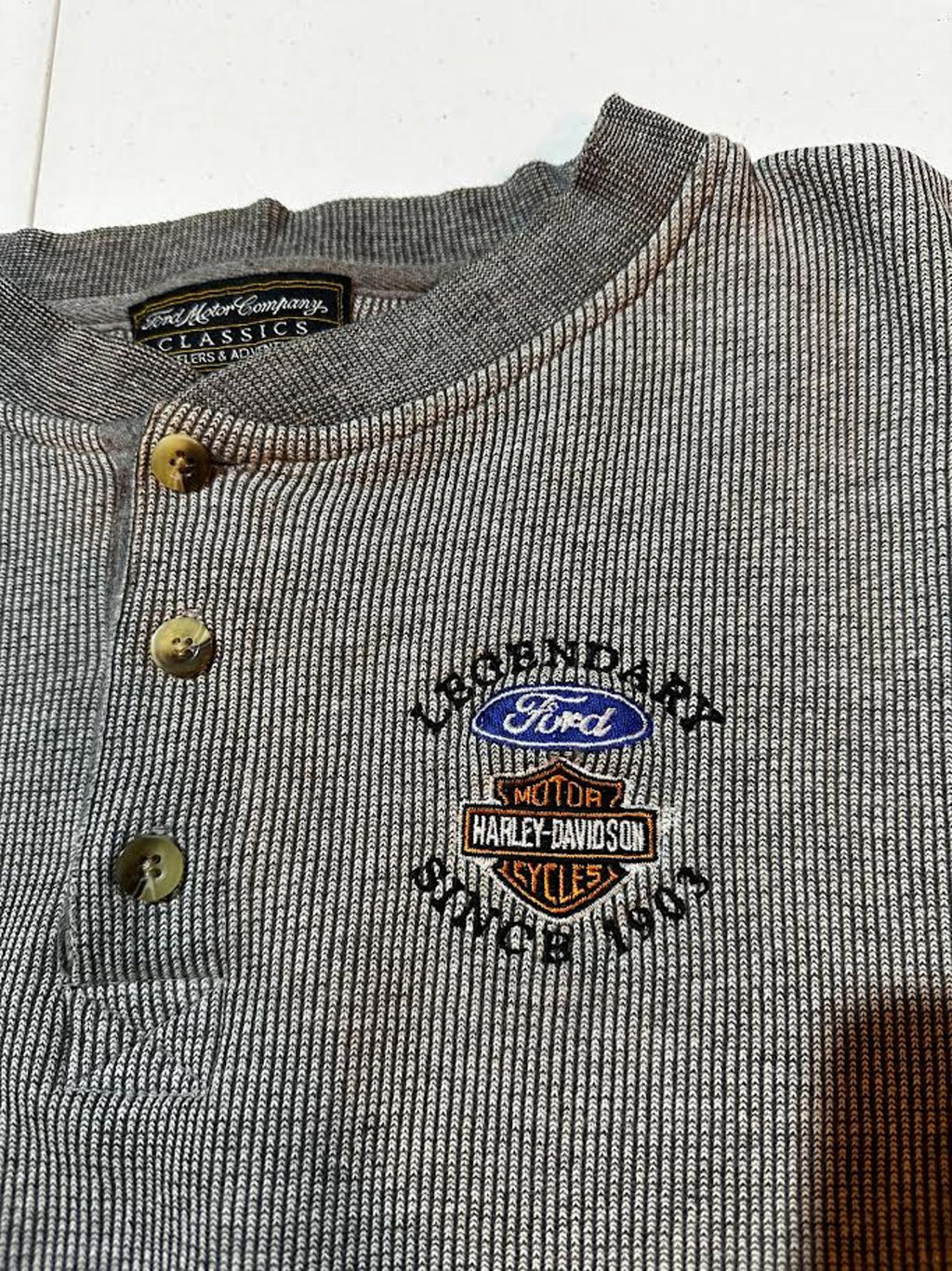 Ford x Harley Davidson Waffle Henley Sweatshirt XL