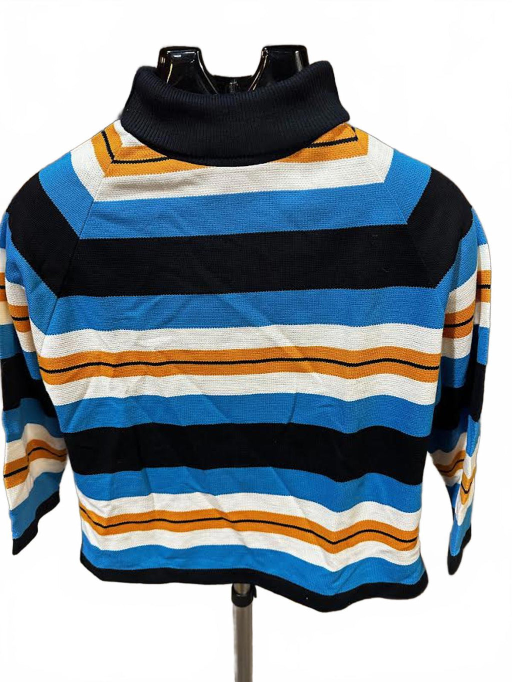 Vintage 70s Striped Cotton Turtleneck Crop Top