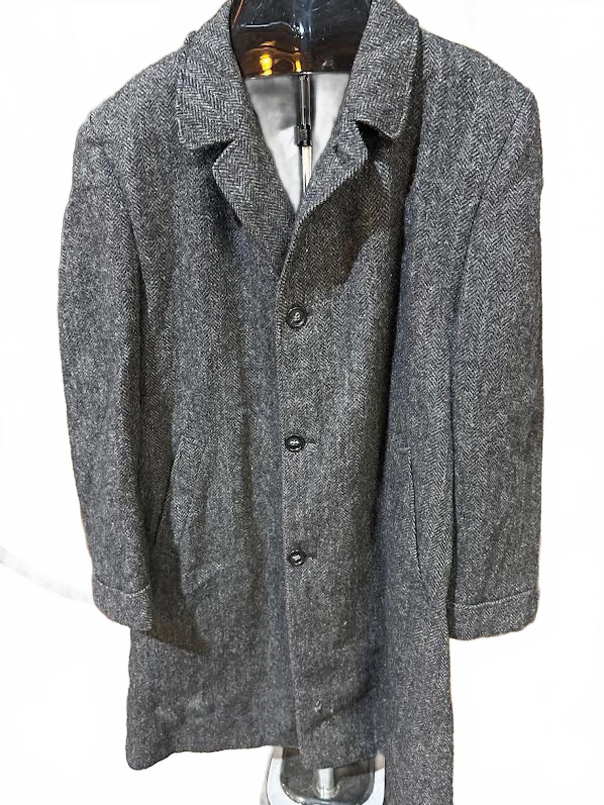 Vintage 1950s Herringbone Wool Overcoat USA