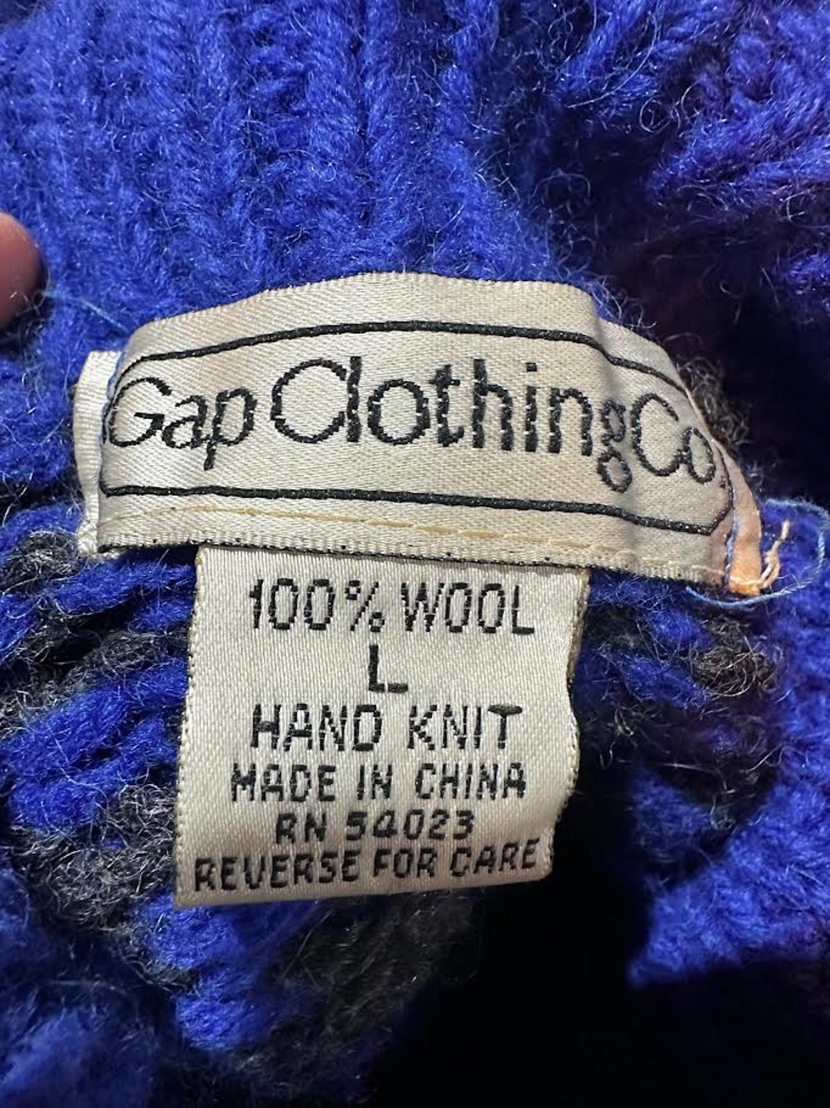 Vintage GAP Hand Knit Wool Turtleneck Sweater L