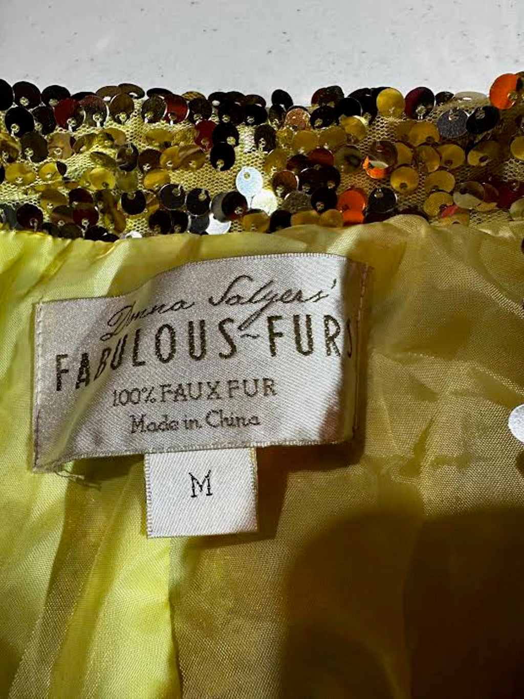 Fabulous Furs Gold Sequin Jacket Coat M Statement