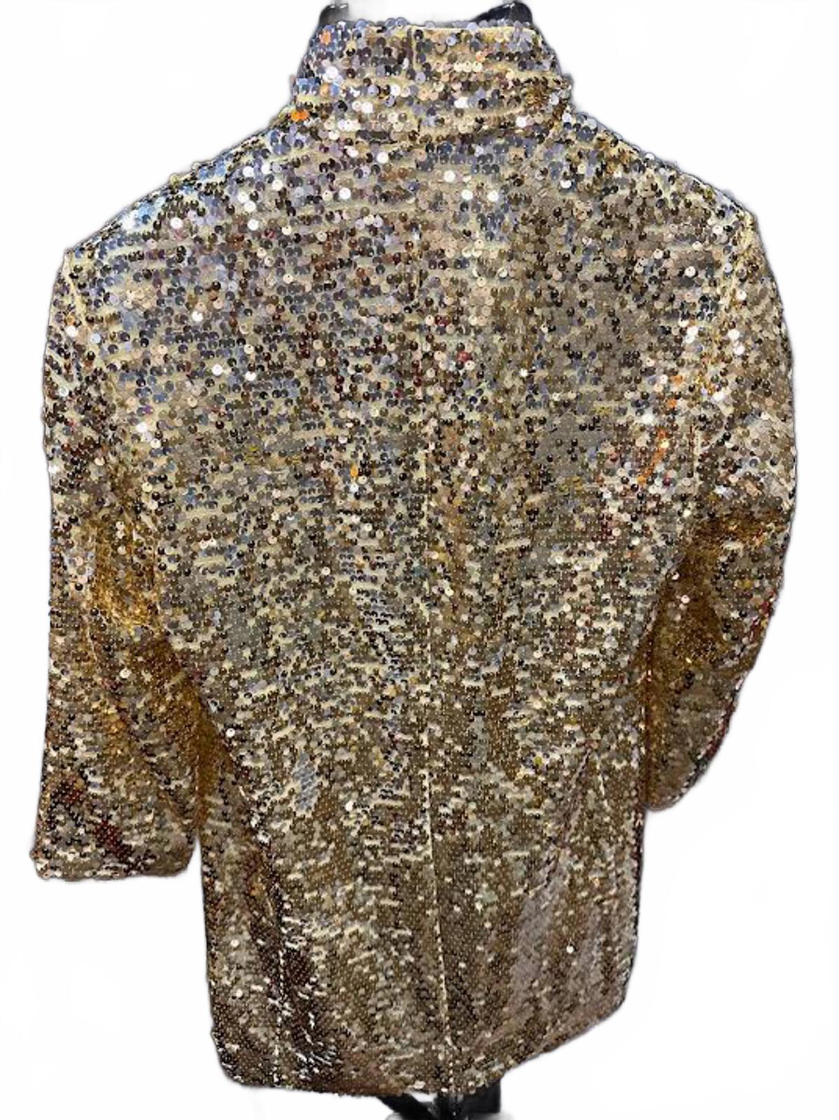 Fabulous Furs Gold Sequin Jacket Coat M Statement