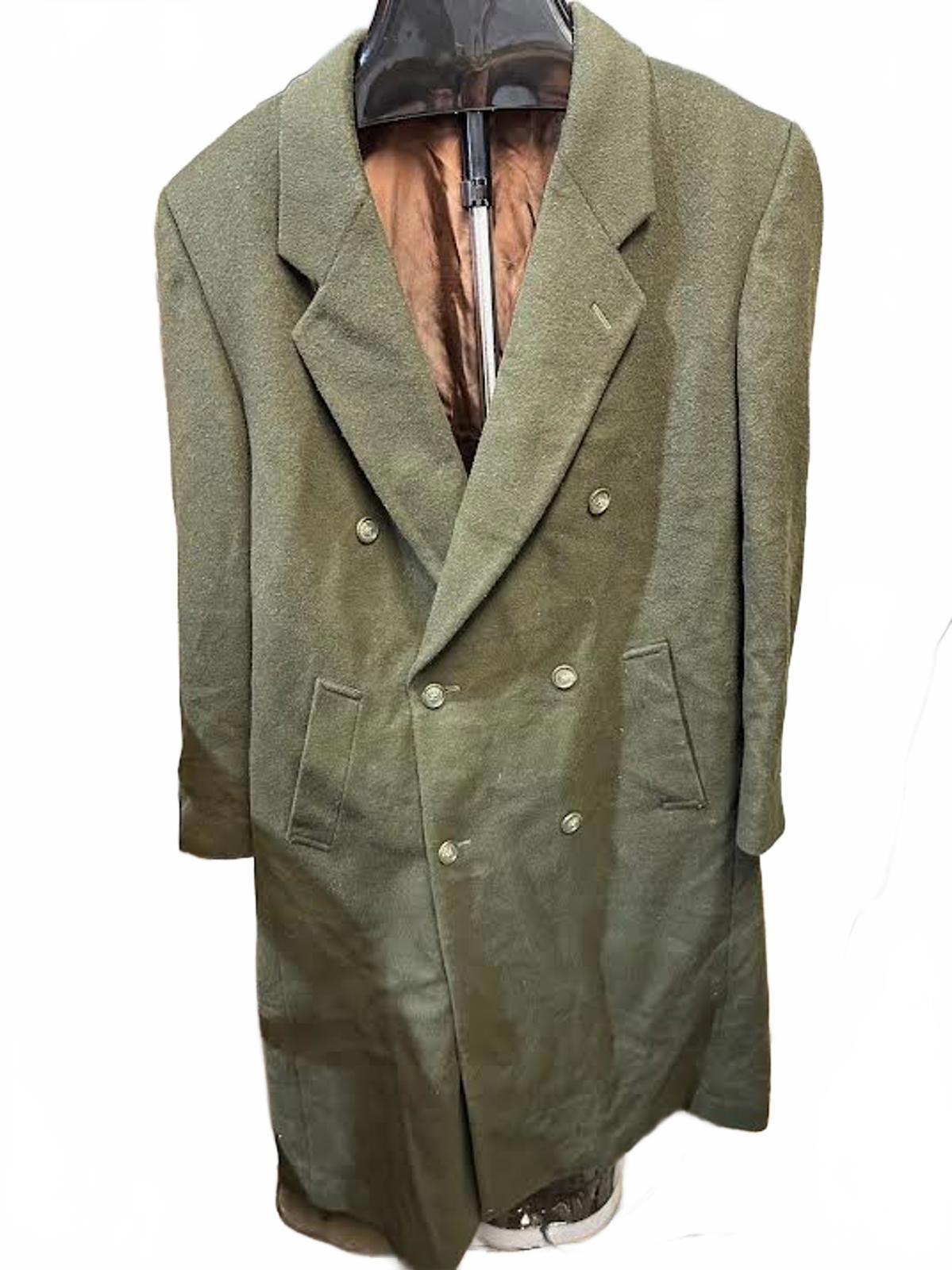 Alfani Double Breasted Men’s Long Wool Coat Olive Green