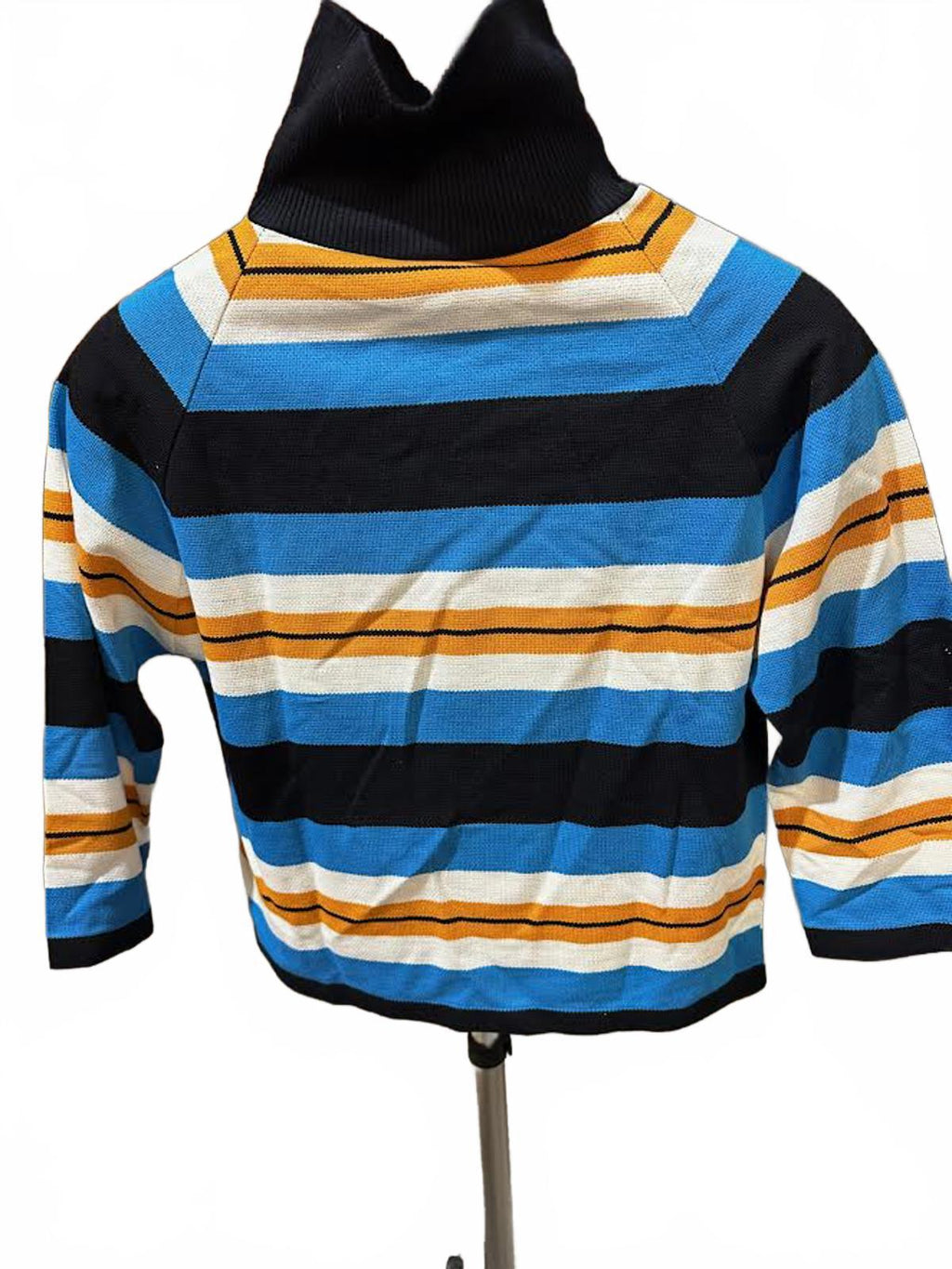 Vintage 70s Striped Cotton Turtleneck Crop Top
