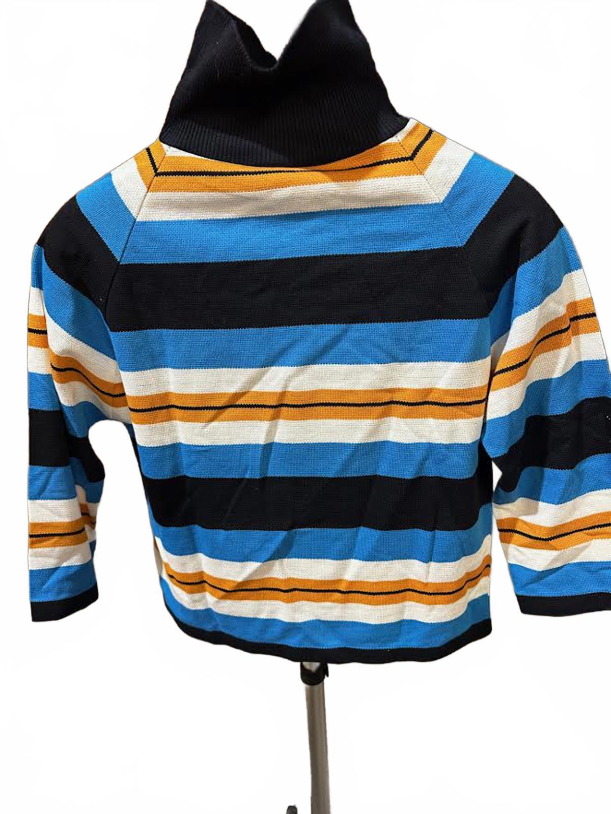 Vintage 70s Striped Cotton Turtleneck Crop Top