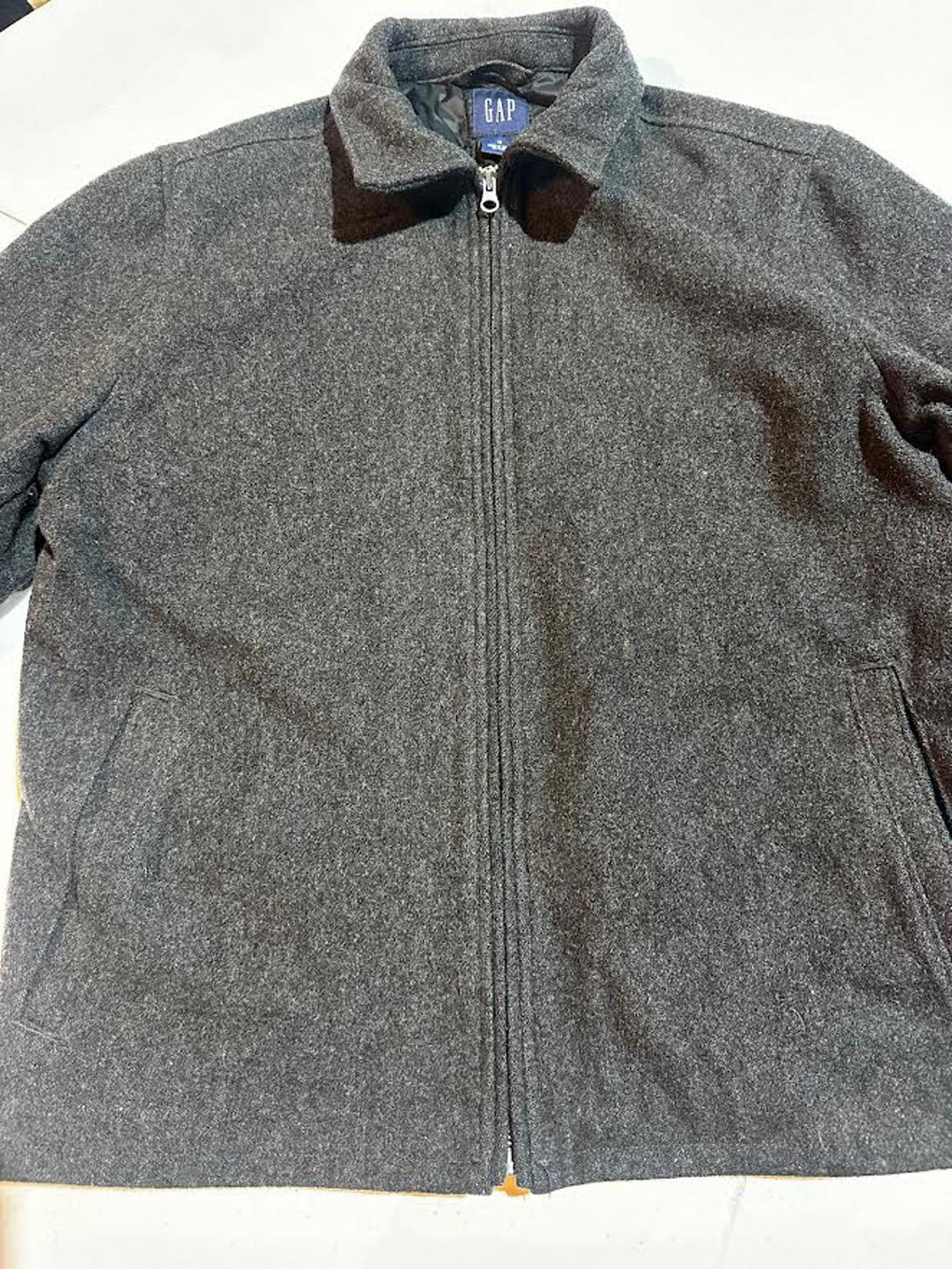 GAP Men’s Grey Wool-Blend Full Zip Jacket – Medium