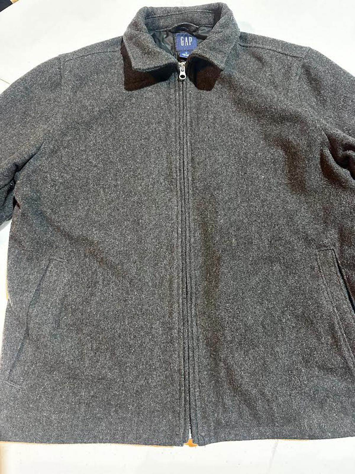 GAP Men’s Grey Wool-Blend Full Zip Jacket – Medium