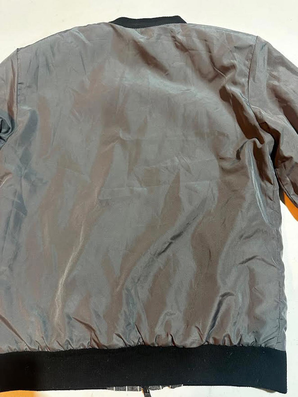 Reversible Windowpane Bomber Jacket Gray Black