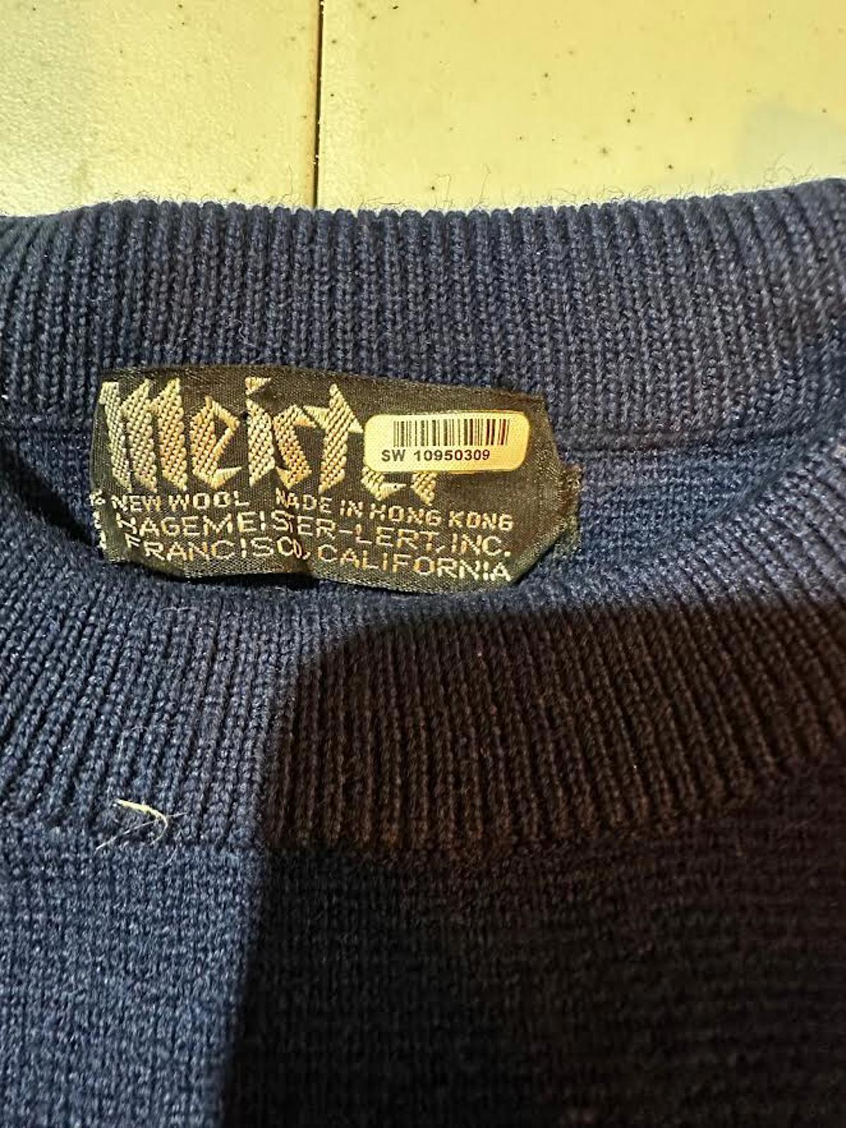 Vintage Meister Navy Rainbow Stripe Wool Sweater
