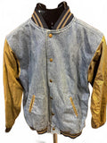 Vintage Denim Varsity Jacket Plaid Lined USA Made