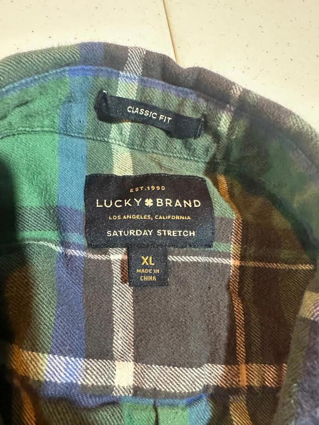 Lucky Brand Saturday Stretch Plaid Flannel XL